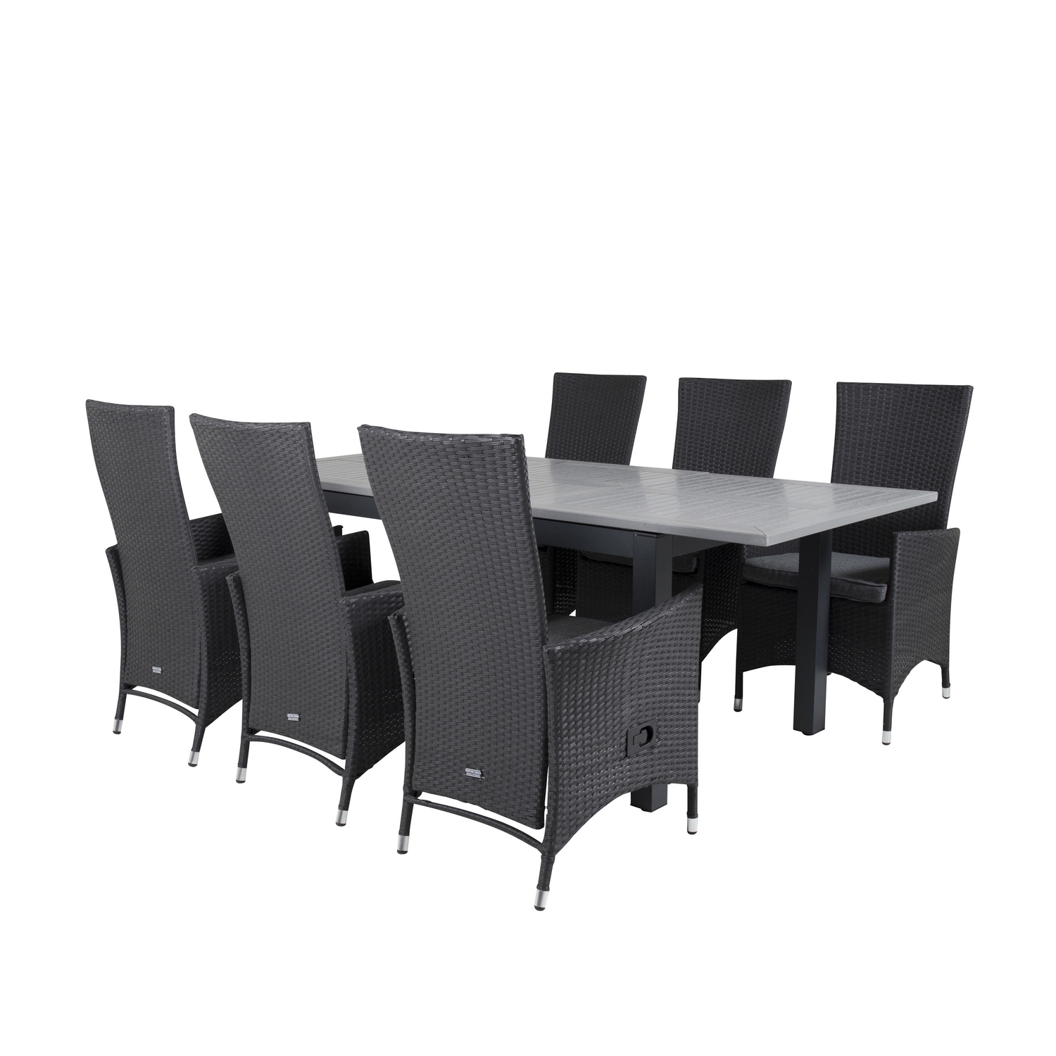 Albany Dining Table 160/240*100 - Svart Alu / Grey Aintwood+ Svart/Grå