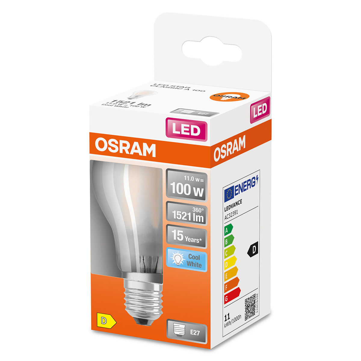 LED-Lampa Osram Normal (100) E27 Matt 840 Cl A