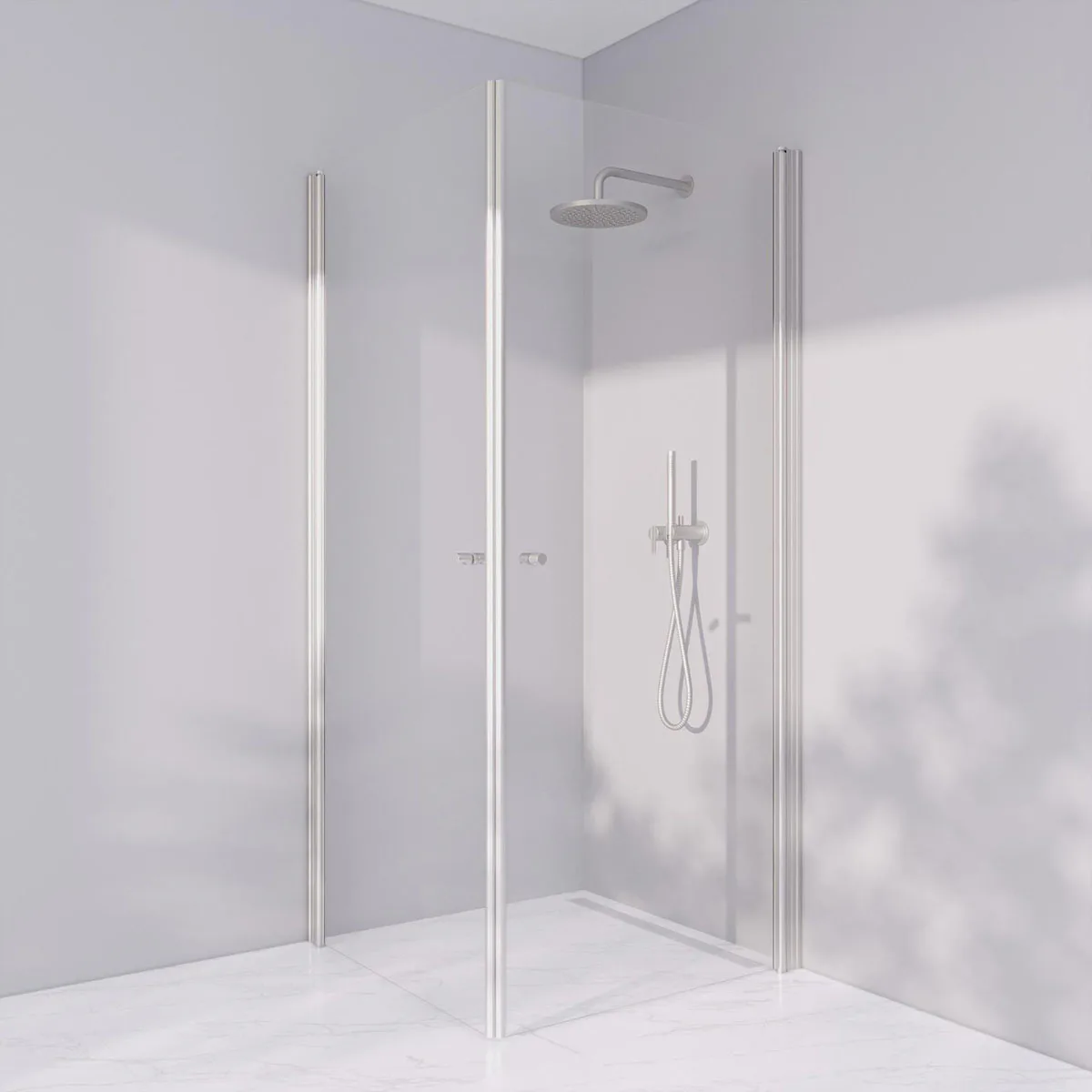 Invitrea Prime PH22/70x80/Silvermatt/Fingergreppsknopp/Järnf Storlek: 700x800 mm, Glastyp: Järnfattigt Klarglas, Handtag: Silvermatt Fingergreppsknopp, Profil: Silvermatt