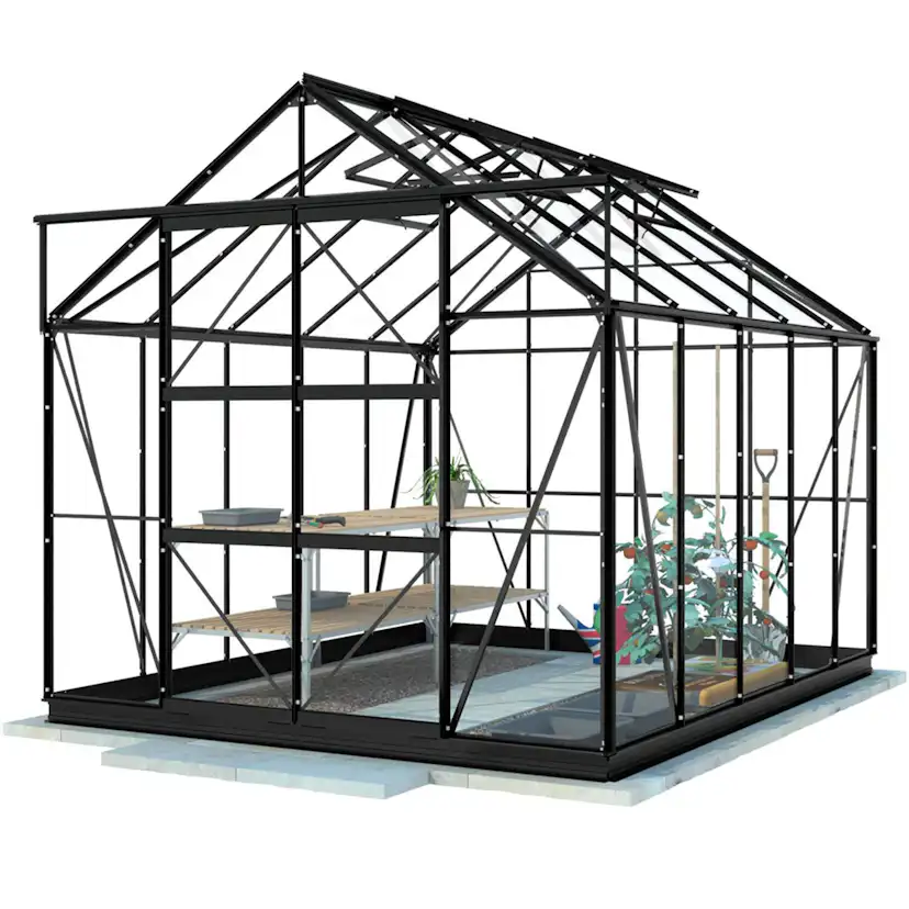 Växthus Lykke Hybrid 82 m2 Svart