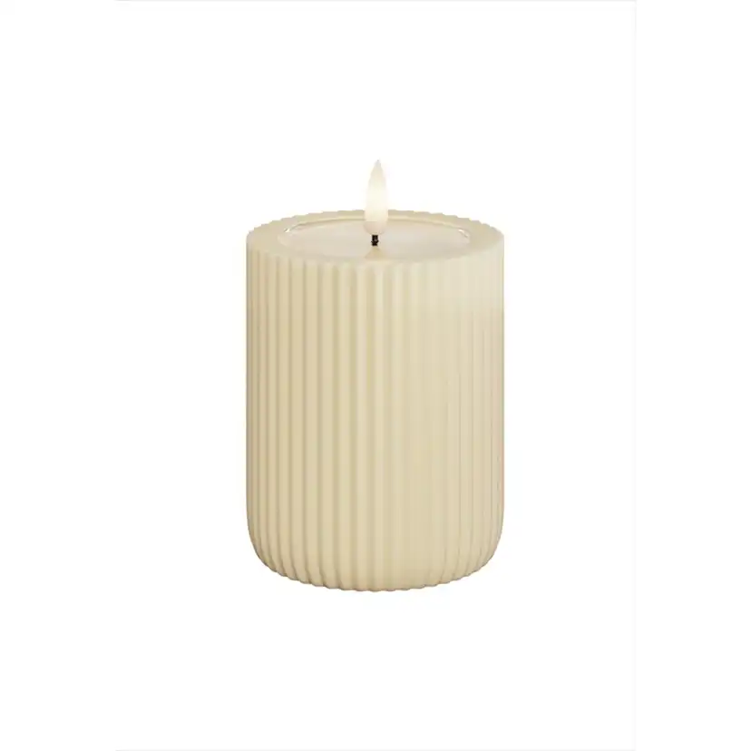 LED-Blockljus UNIQUE Candles Stripe 8x10 cm