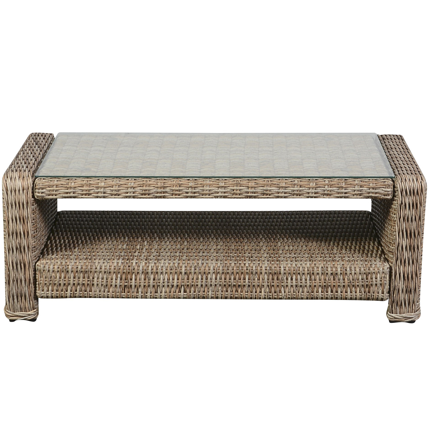 Soffbord Ute VILA Natur Rottingbord med Glasskiva