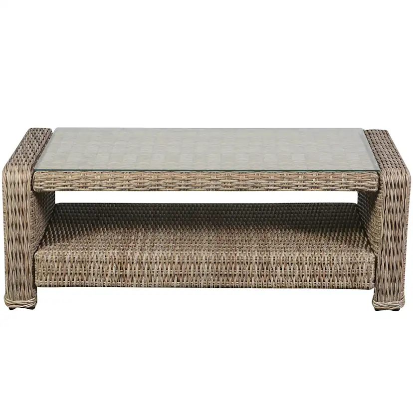 Soffbord Ute VILA Natur Rottingbord med Glasskiva