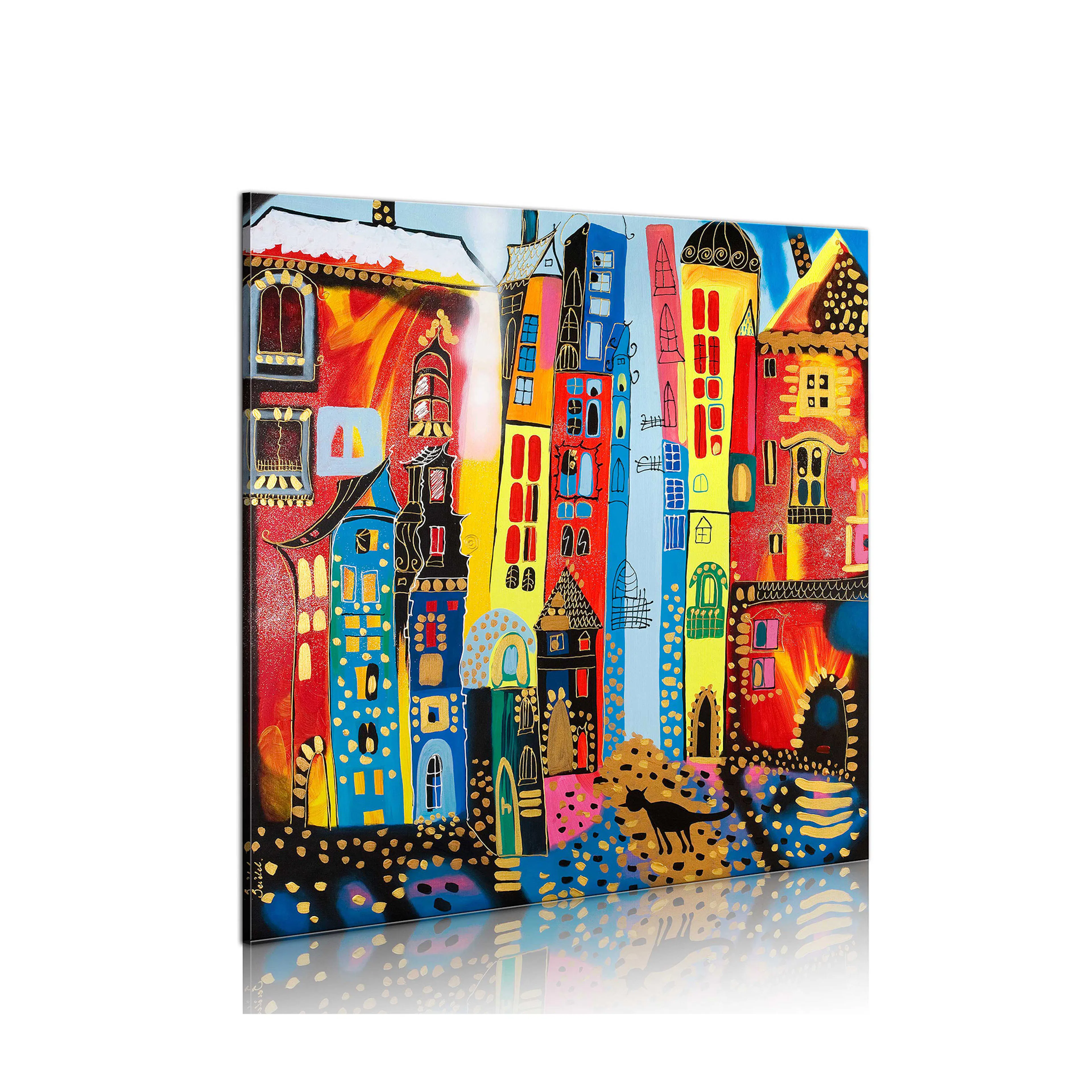 Handmålad Tavla Arkiio Magisk Gata 80x80