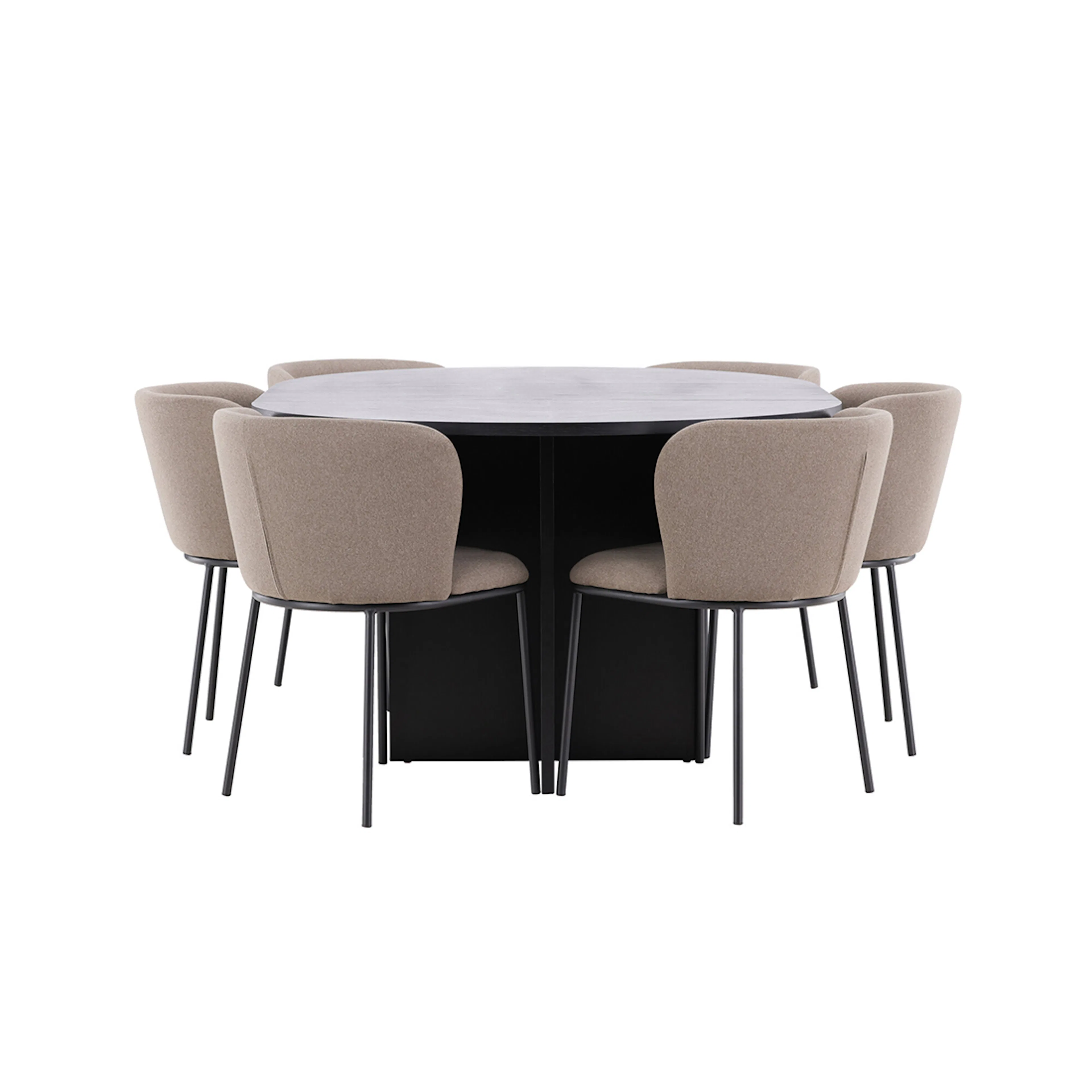Strada Table - Black with 6 Edina Chair - Black / Brown Färg: Svart