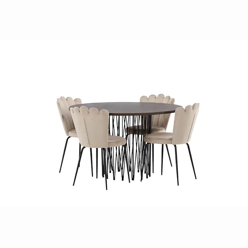Matgrupp furniture/fashion Stone Ø120 cm med 4 Limhamn Light Stolar