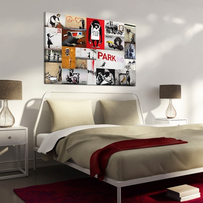 Tavla - Banksy - collage 120x80 120x80 cm