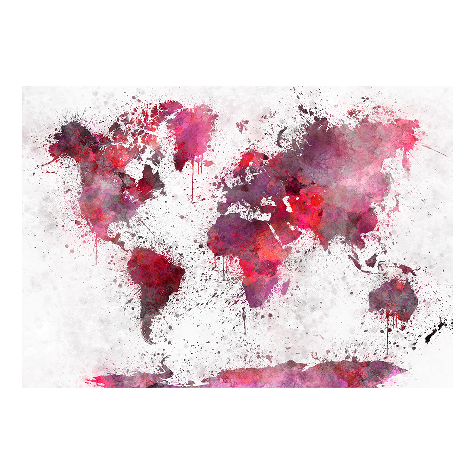 Fototapet Arkiio World Map: Red Watercolors
