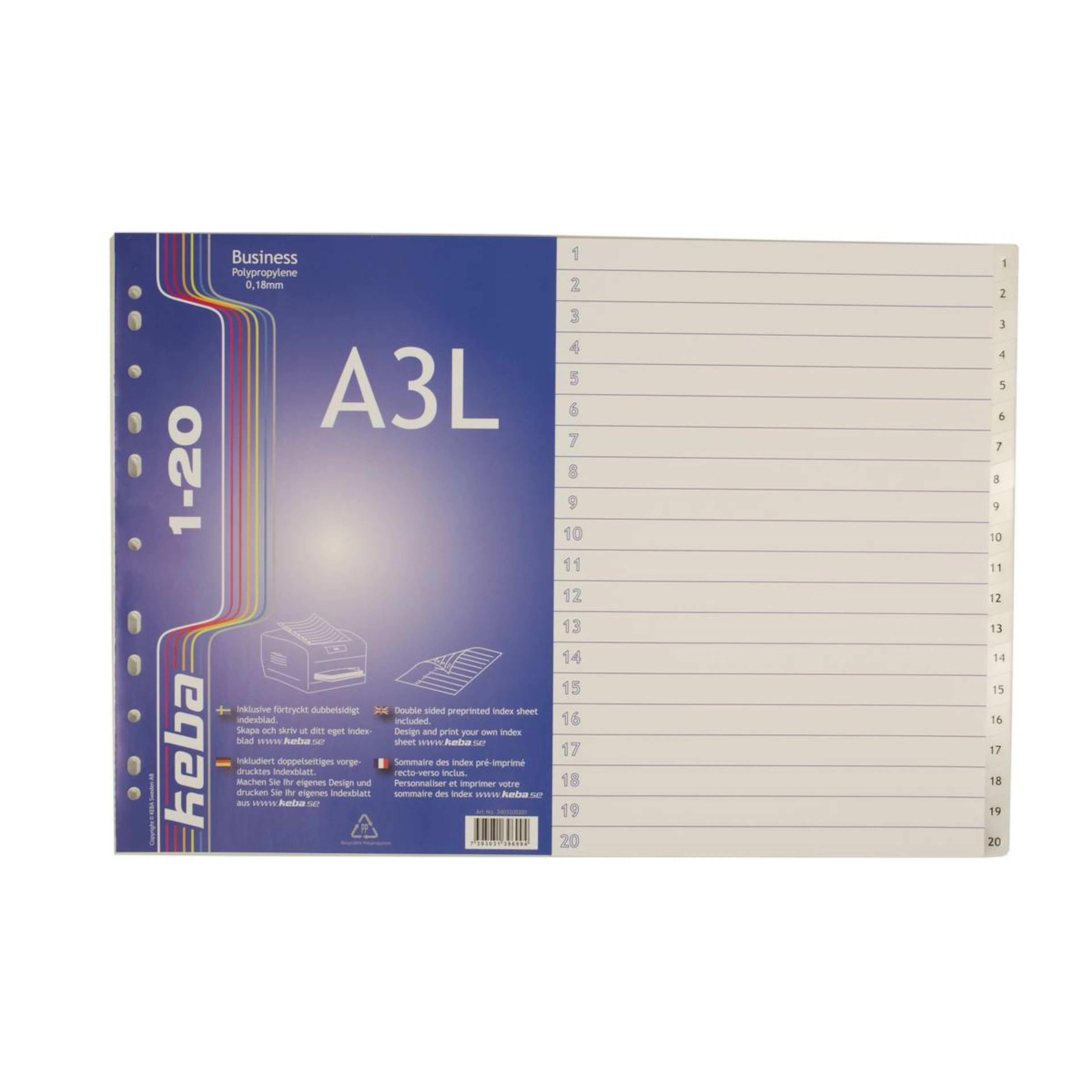 Register KEBA Business LA3 0,18 mm PP 1-20