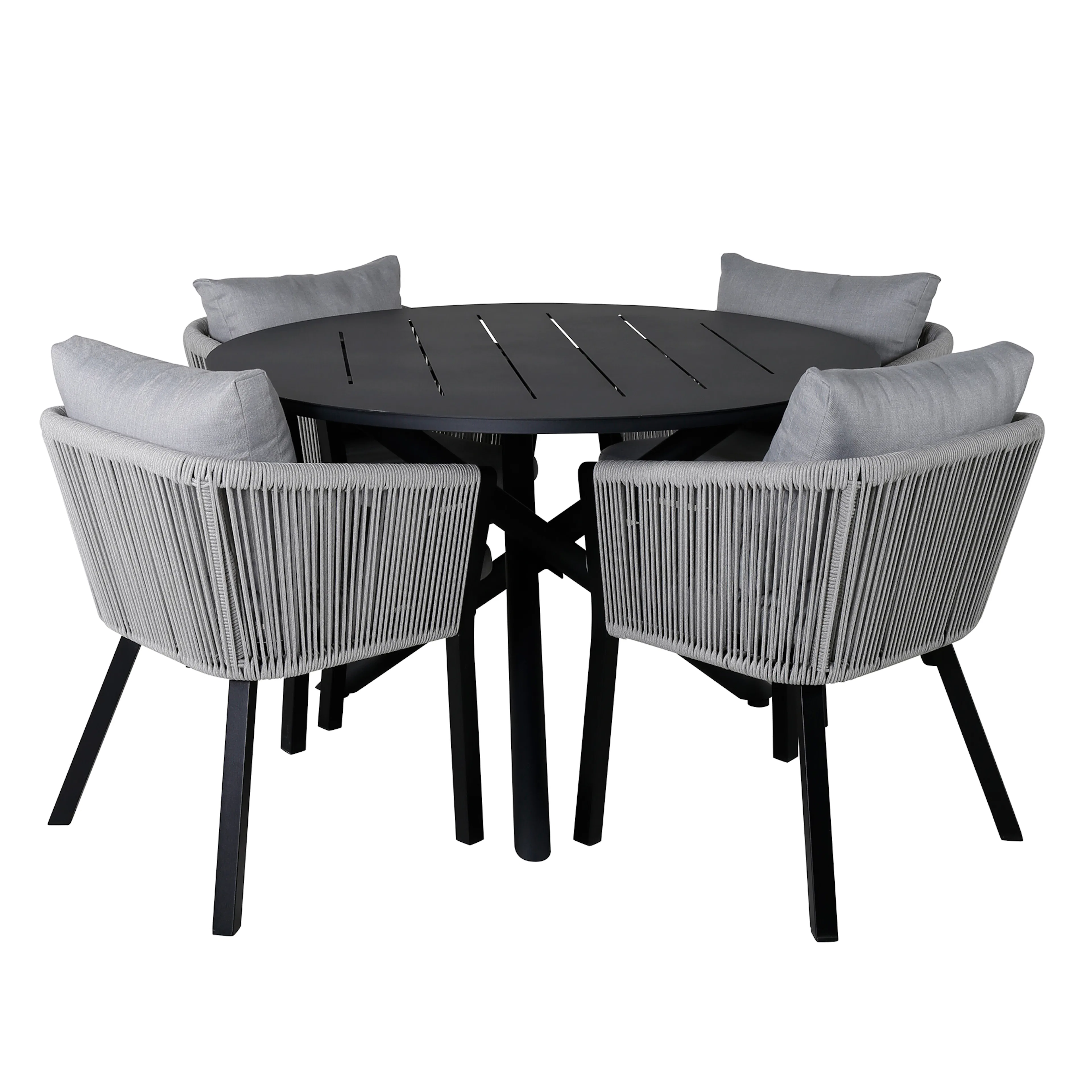 Alma Dining Table - Black Alu - ø120cm+Virya Dining Chair - Svart