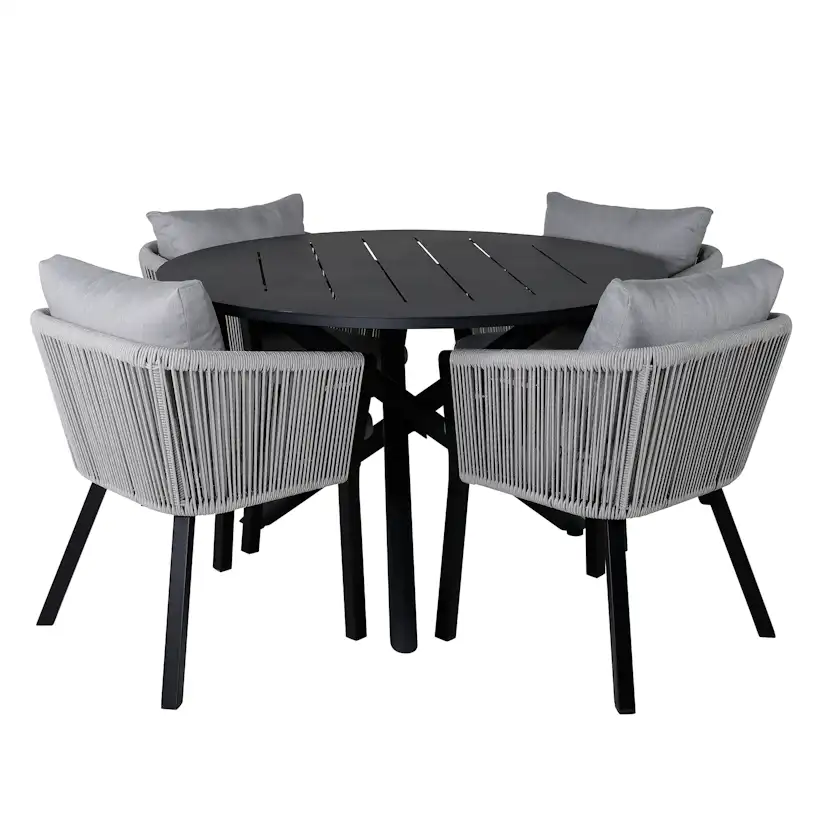 Alma Dining Table - Black Alu - ø120cm+Virya Dining Chair - Svart
