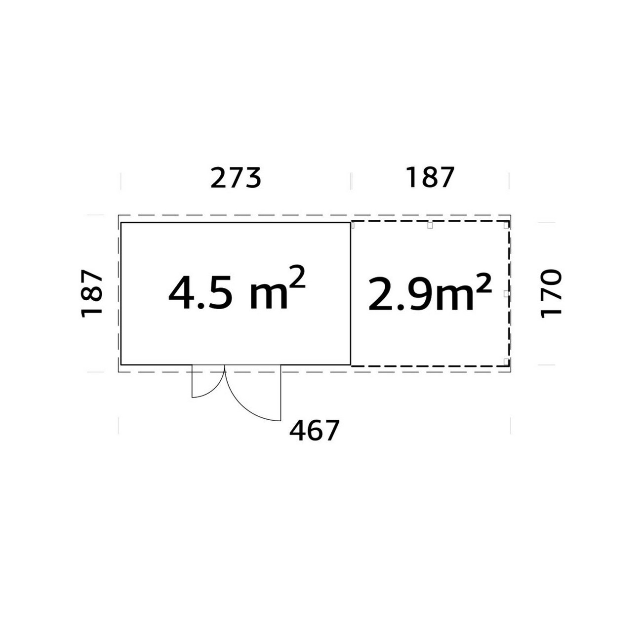 Leif 4,5+2,9 m2 PNT7012G6 Mörkgrå