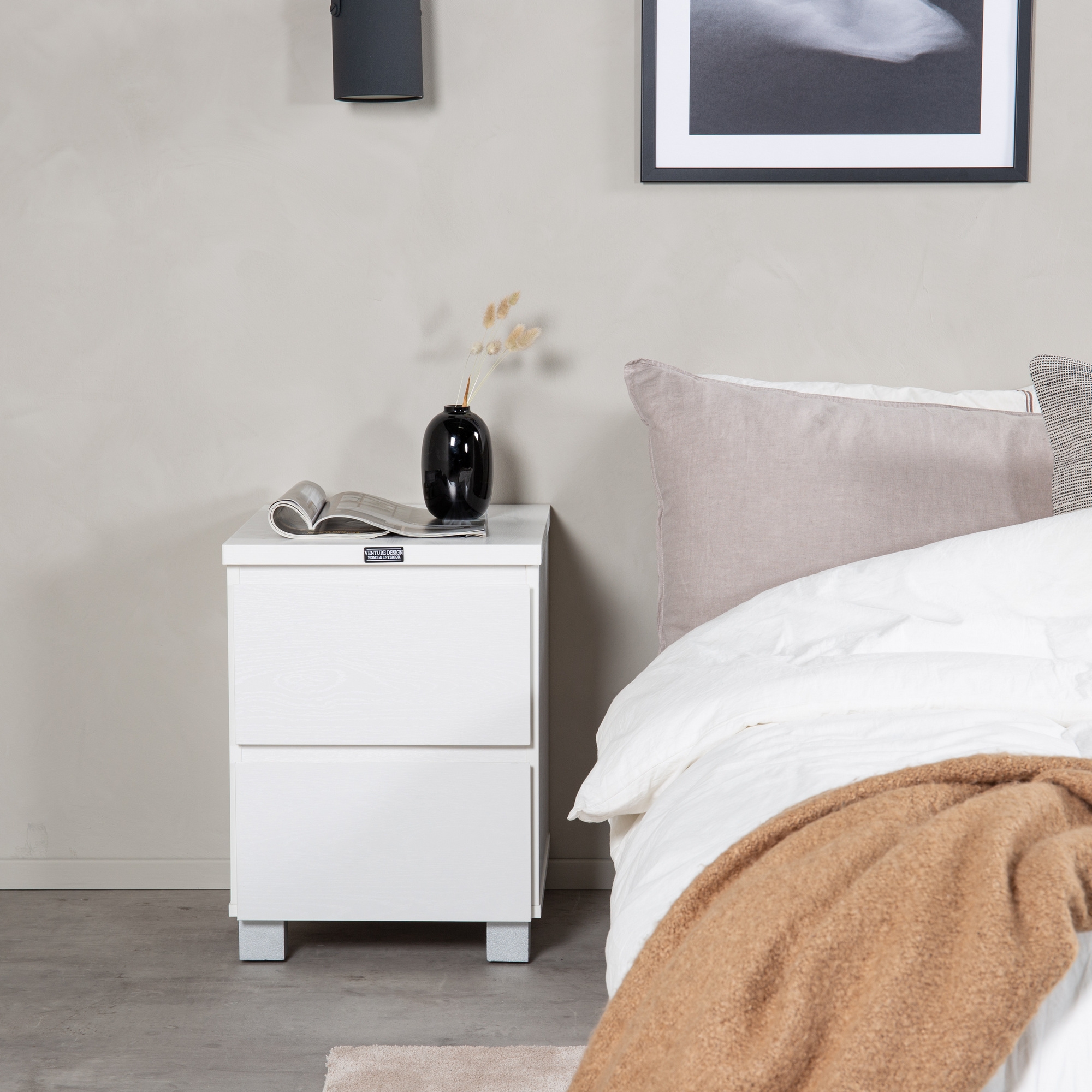 Lind Bedside Table - 40*55*H45 - White Vit