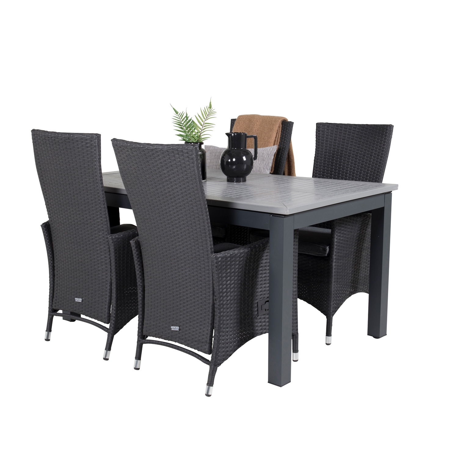 Albany Dining Table 160/240*100 - Svart Alu / Grey Aintwood+ Svart/Grå
