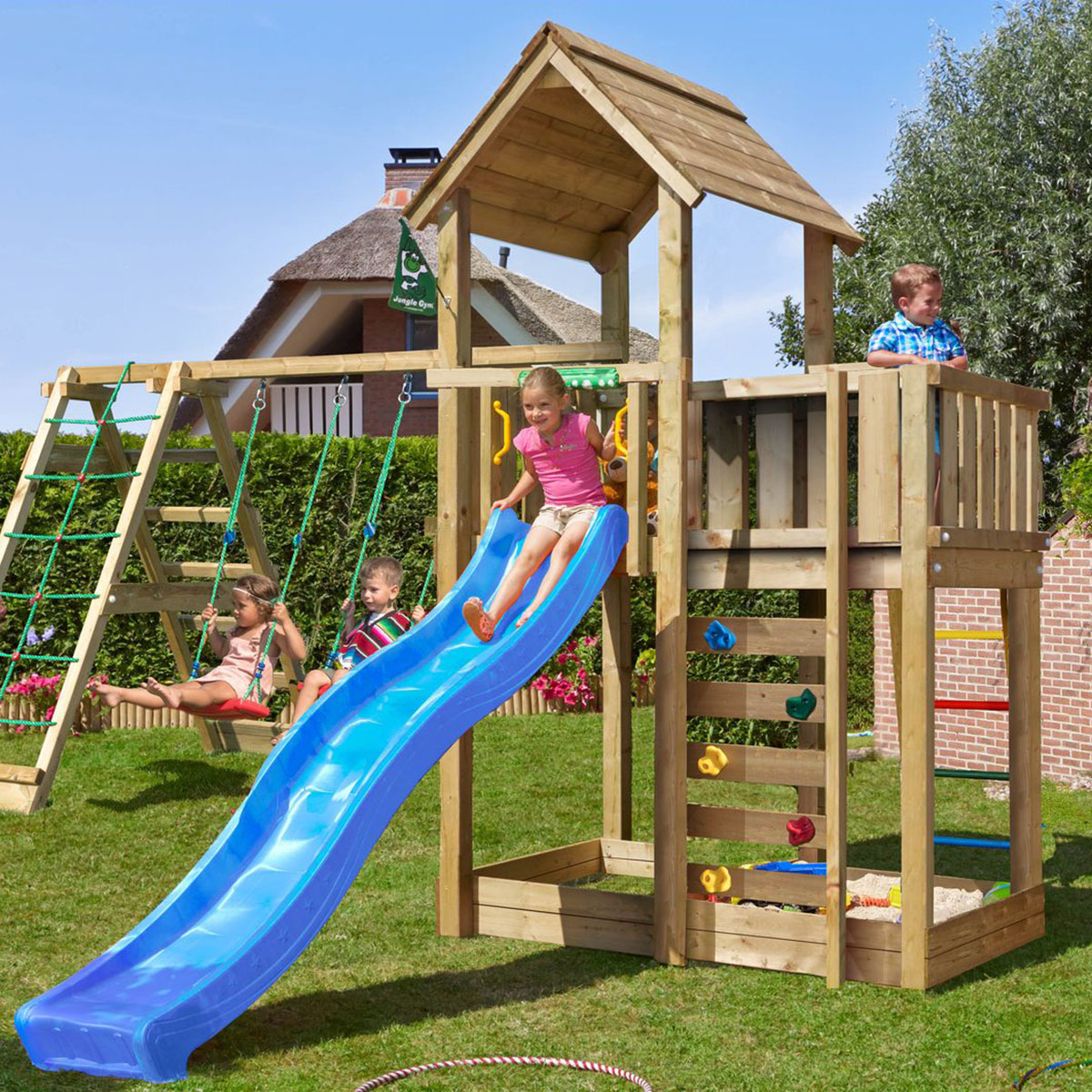 Lektorn Jungle Gym Mansion 2.1 Klättermodul Blå Rutschkana