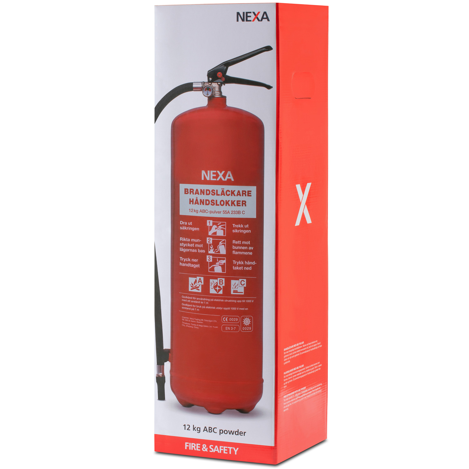 Brandsläckare Nexa Pulver Röd 12 kg 55A 233B C