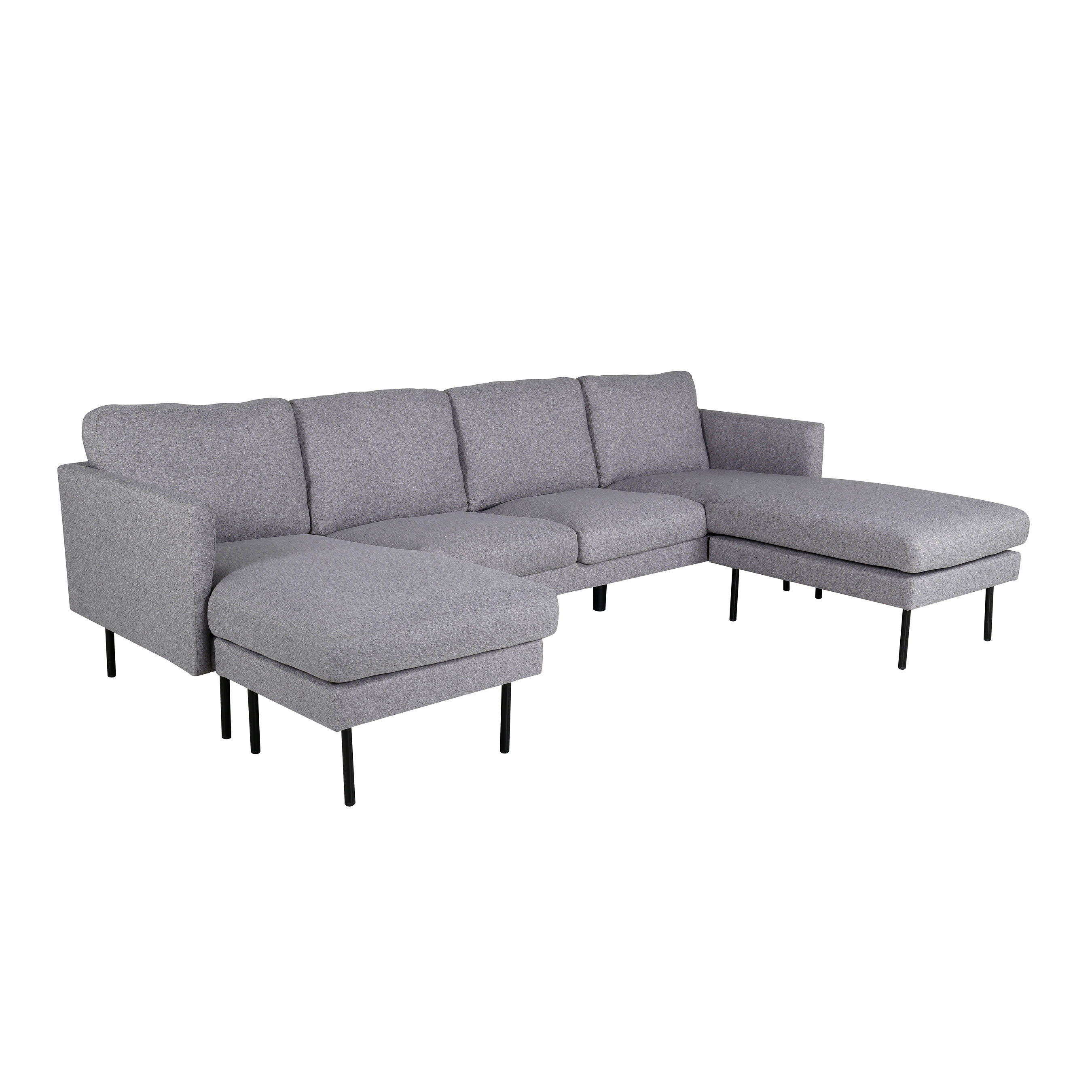 Zoom U-Sofa - Black / Steel Grey Fabric Grå