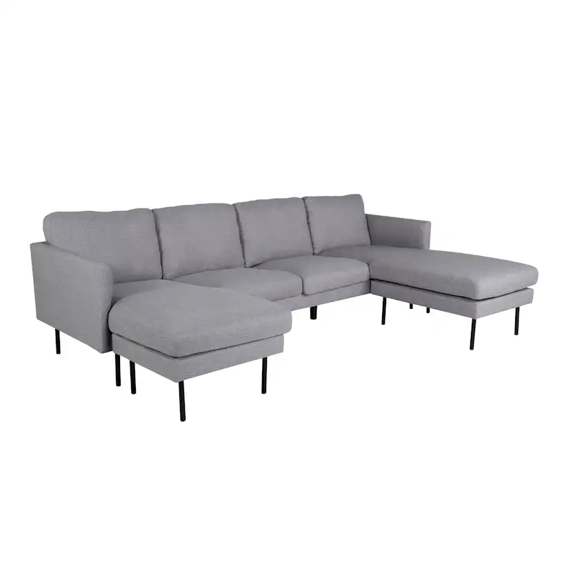 Zoom U-Sofa - Black / Steel Grey Fabric Grå