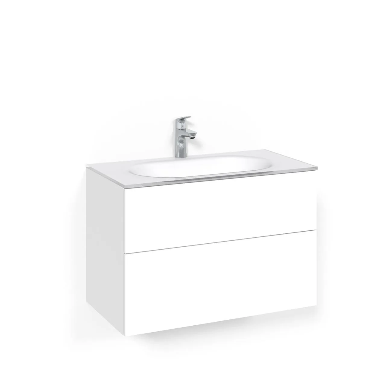 Tvättställsskåp Macro Design Crown Push Open Med Glastvättställ