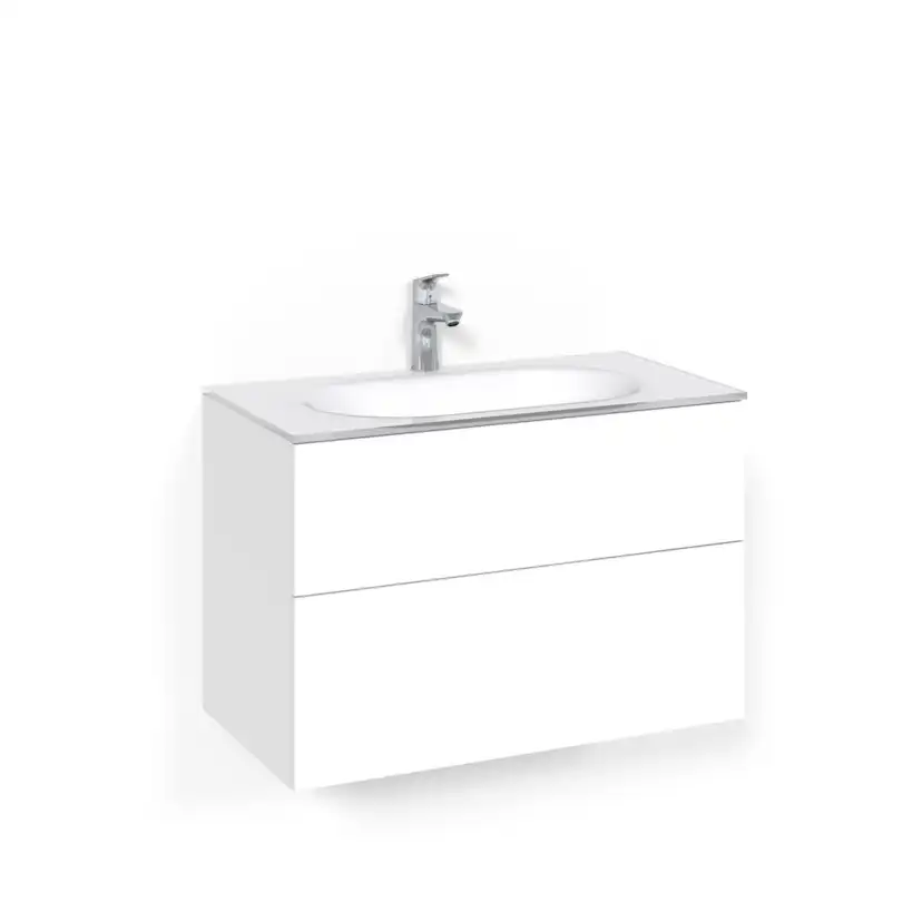 Tvättställsskåp Macro Design Crown Push Open Med Glastvättställ