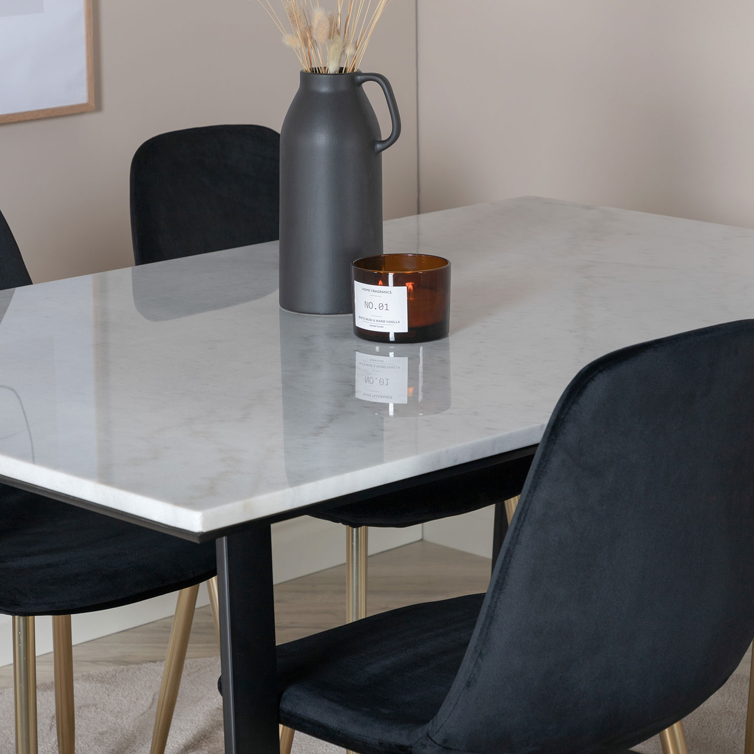 Estelle Dining Table 140*90 - White / Black, Polar Dining Ch Svart