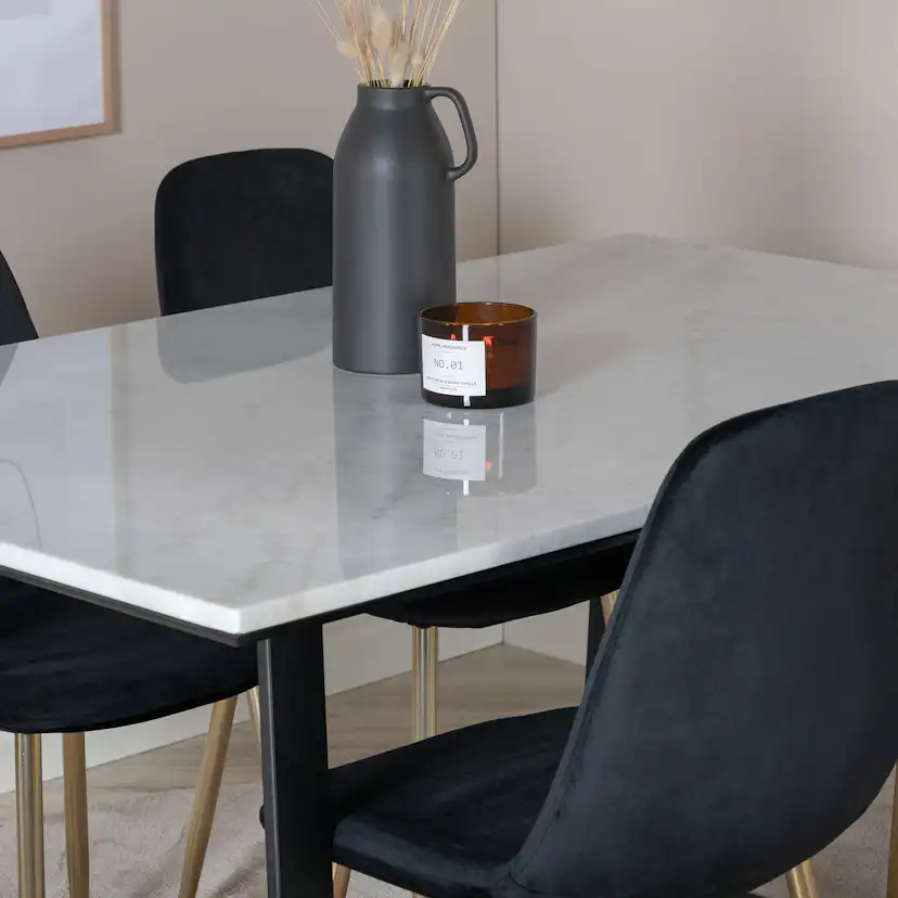 Estelle Dining Table 140*90 - White / Black, Polar Dining Ch Svart