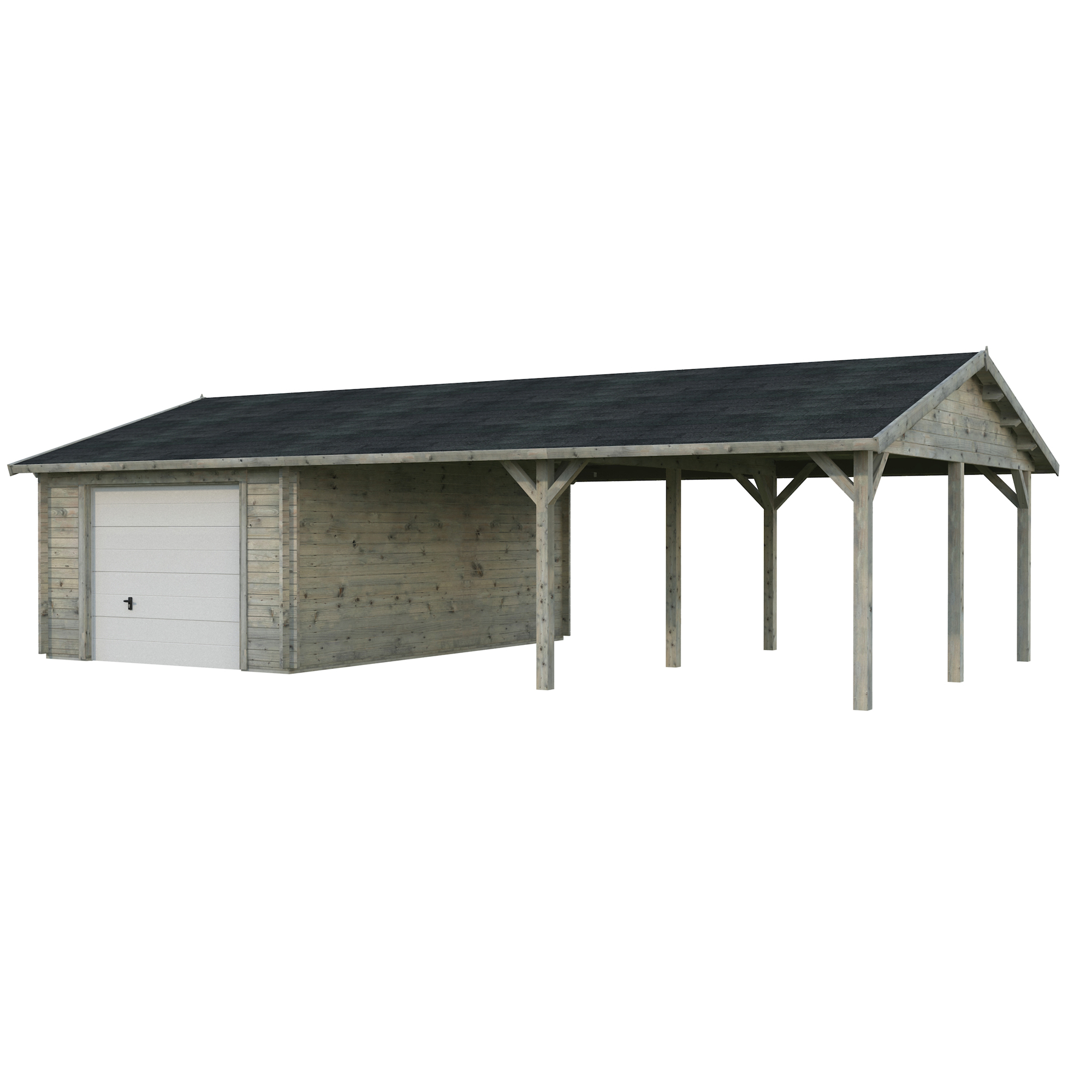 Garage Palmako Roger med Carport 53,1 m2 och Takskjutport