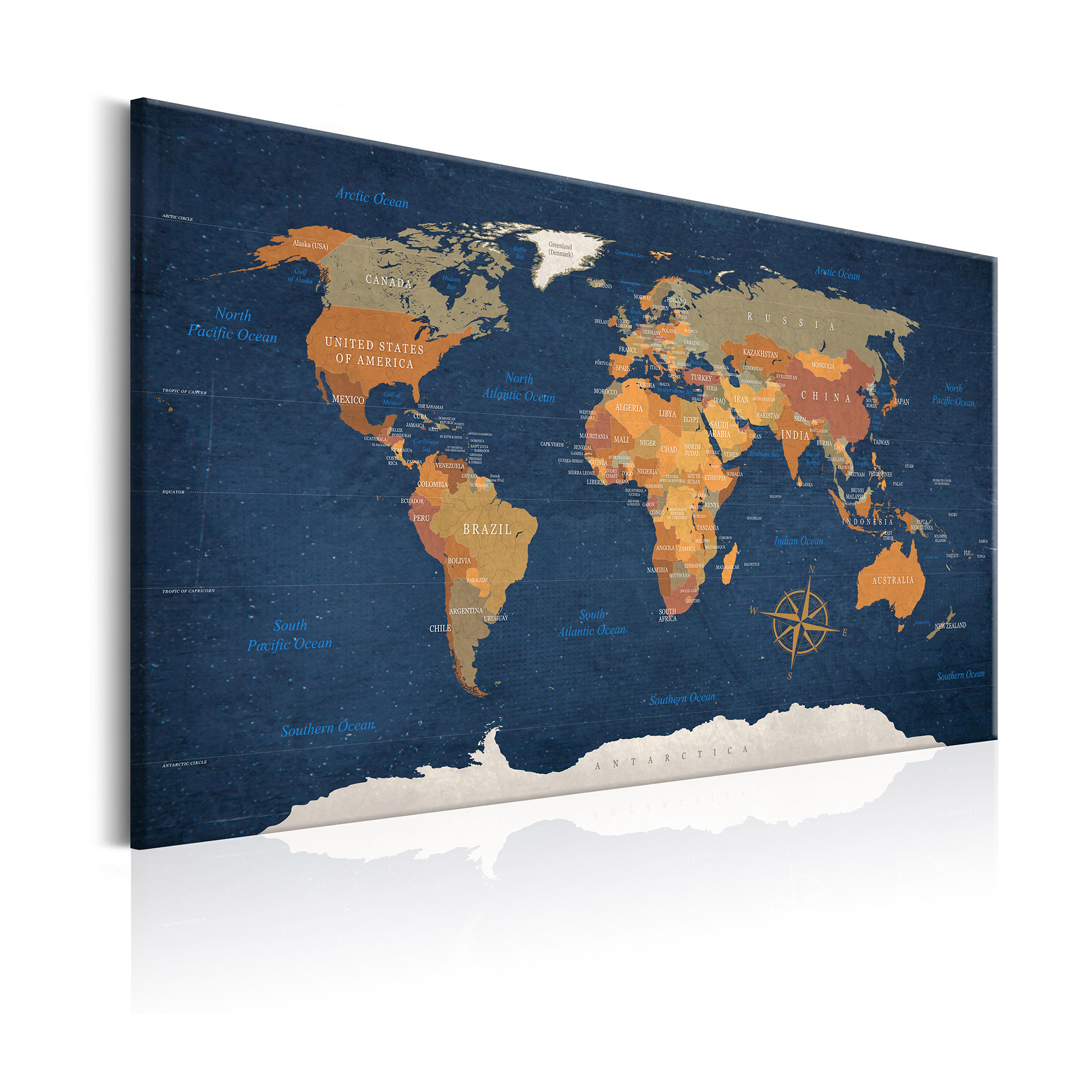 Tavla Arkiio World Map Ink Oceans