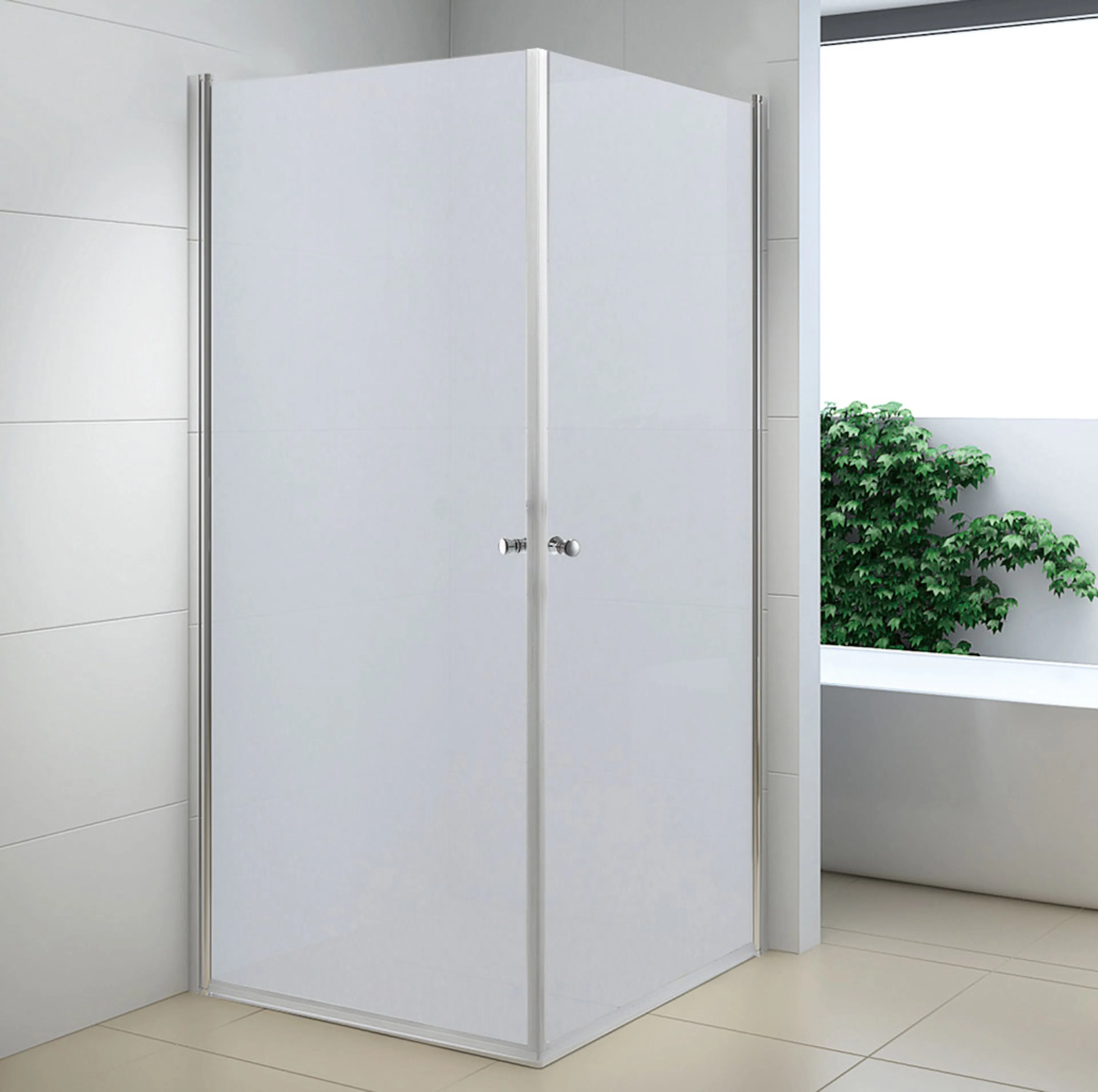 NORTIQ BRUSEAFSKÆRMNING - 90X90X190 FROST Frostat Glas