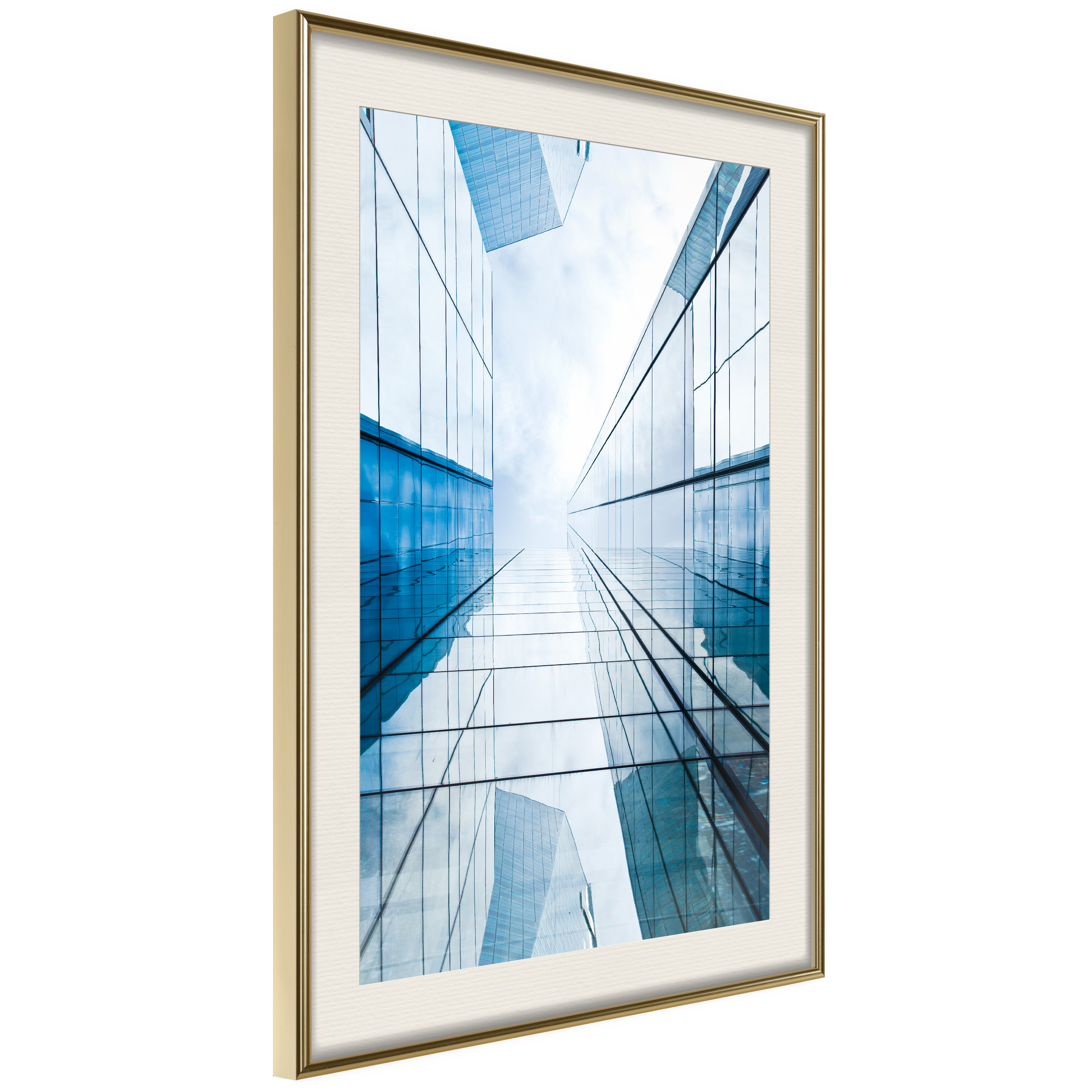 Affisch - Modern Skyscraper [Poster] 30x45 Guld ram med passepartout, 30x45 cm