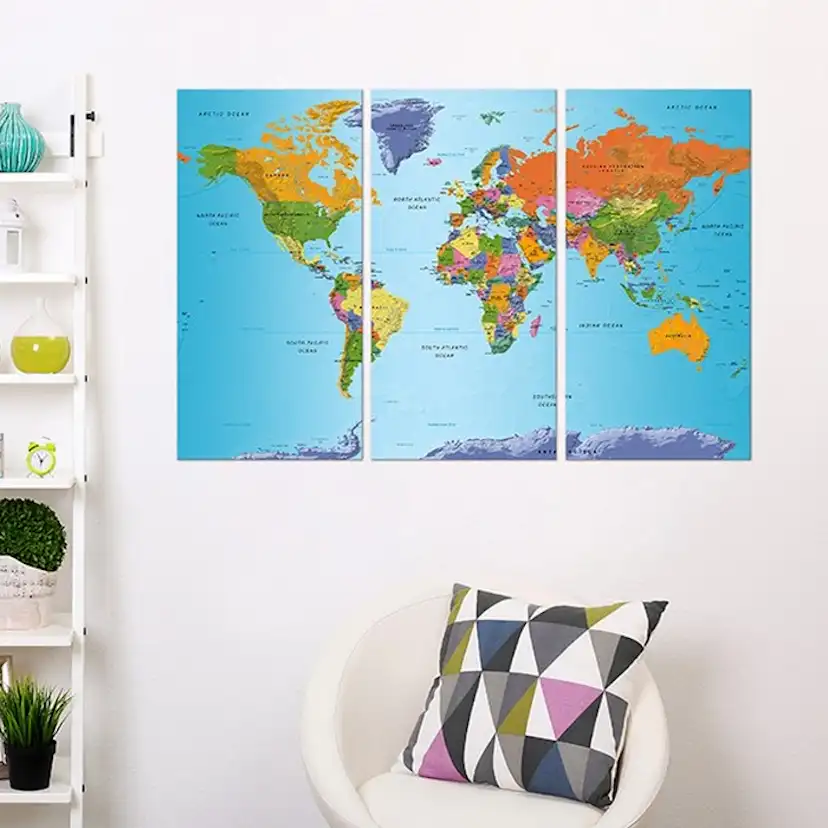 Tavla Arkiio World Map Colourful Note