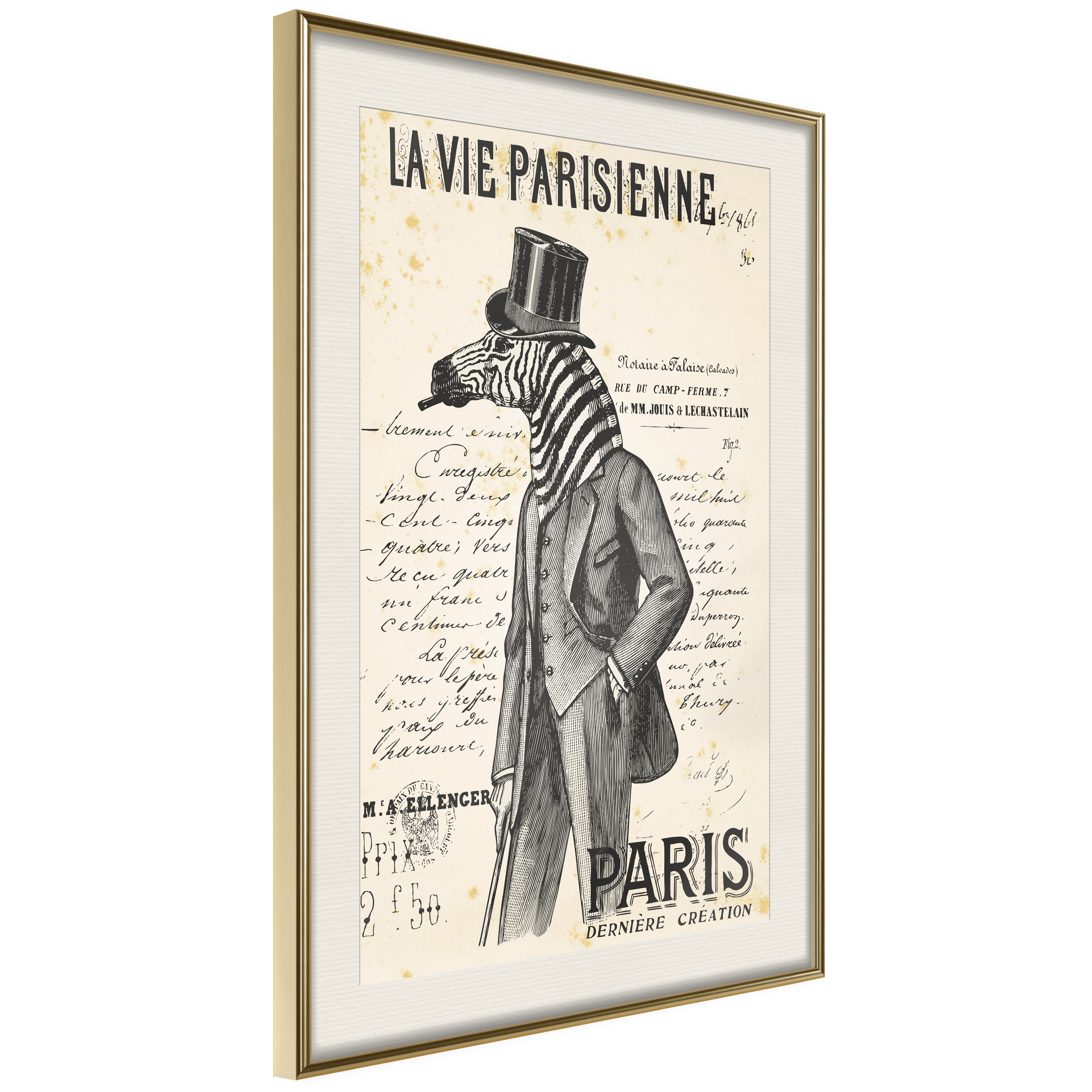 Affisch - La Vie Parisienne [Poster] 30x45 Guld ram med passepartout, 30x45 cm