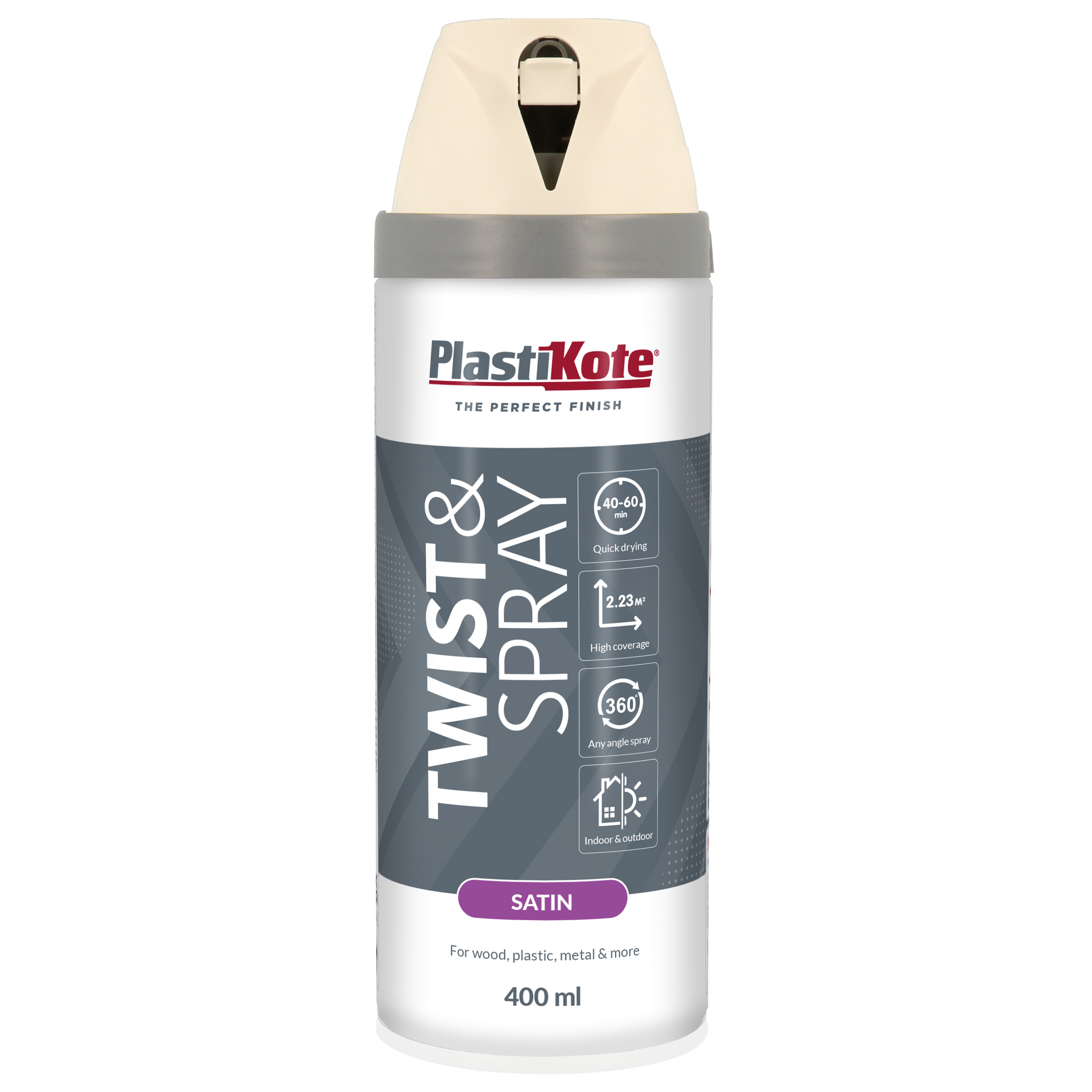 Sprayfärg Plasti-koteT&S Vit Halvblank 400 ml