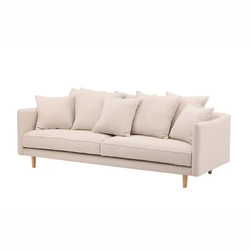 Soffa Vind Segelskären Beige 3-Sits med Tallben & Linnekuddar