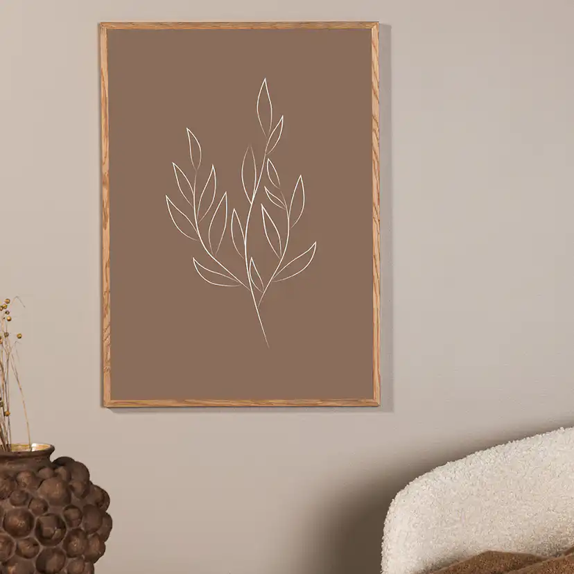 Posters Venture Home Drawed Leaf Brun
