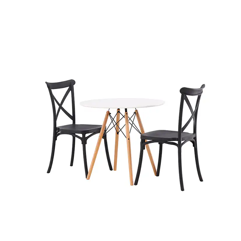 Matgrupp Venture Home Danburi Ø 60 cm med 2 Crosett Stolar