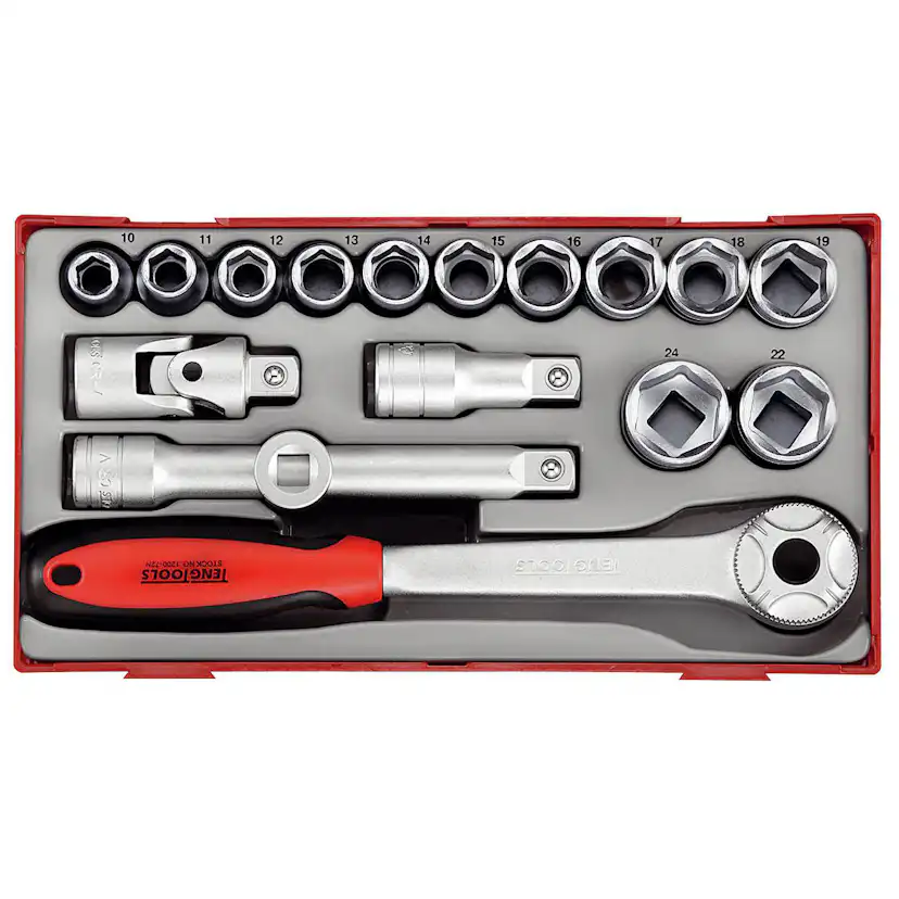 Hylsnyckelsats 18 delar med 6-kantshylsor Teng Tools TT1218 / TT1218-6
