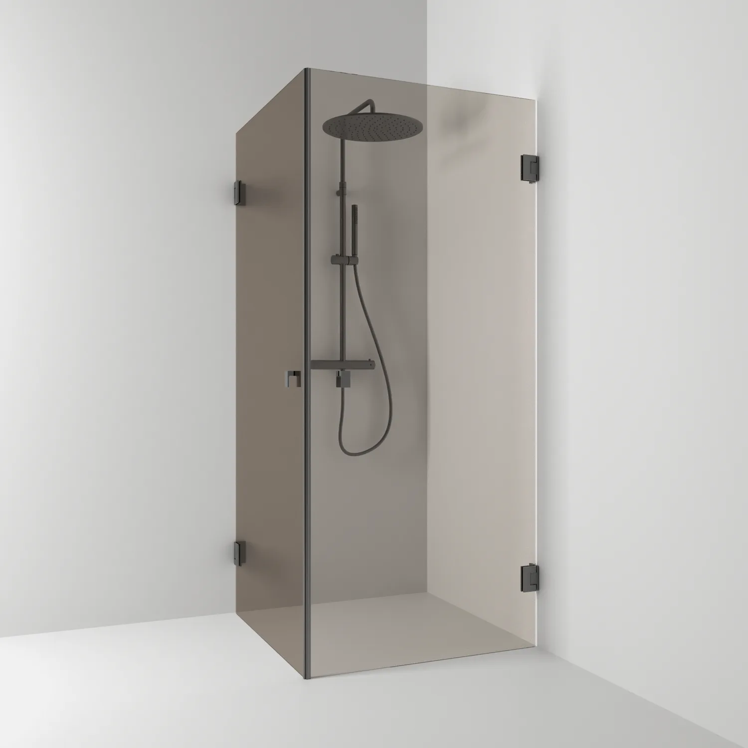 Hörn Rak Brons/Bl.Sv 80x90 Profil: Blyertssvart, Bronsglas, 900x800 mm