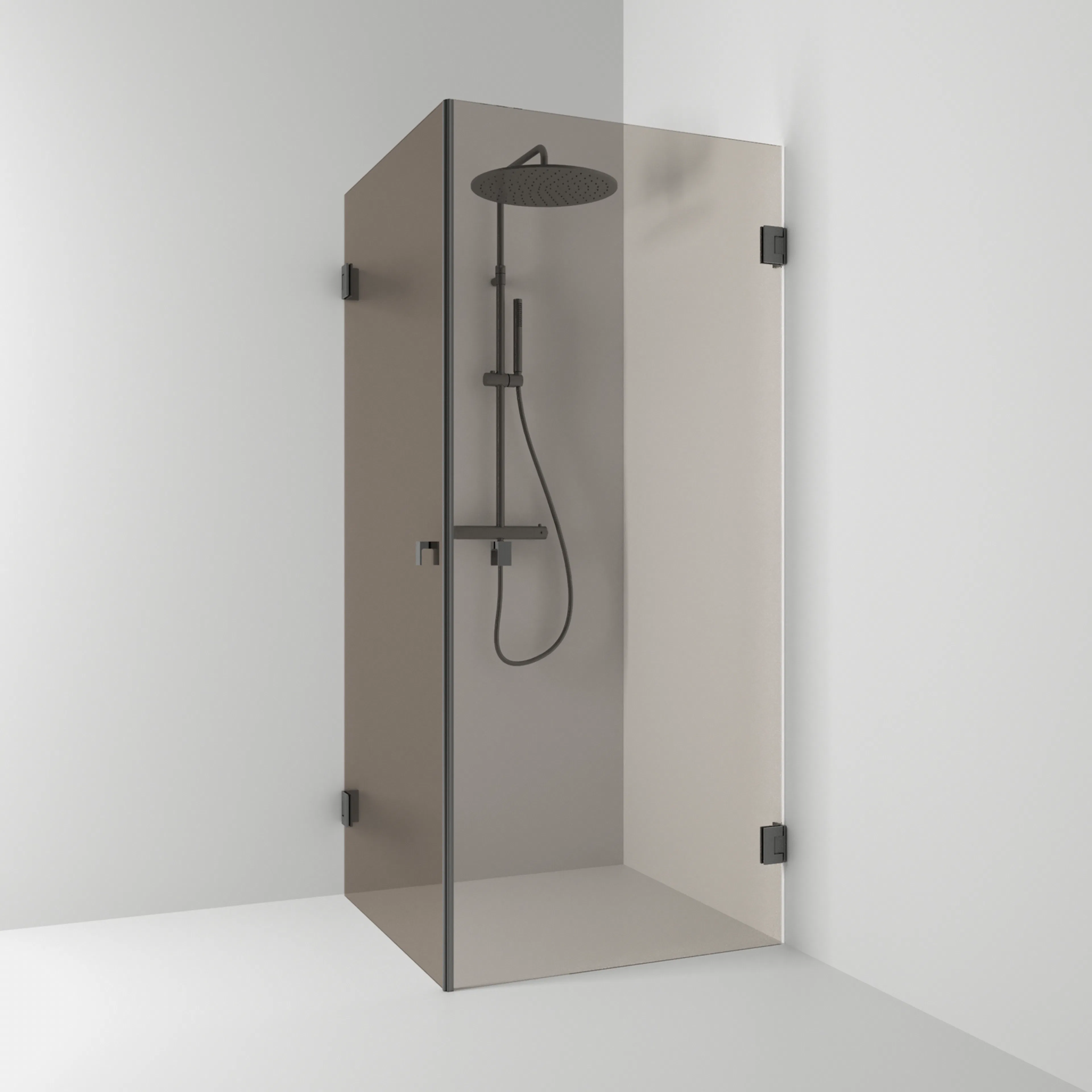 Hörn Rak Brons/Bl.Sv 80x90 Profil: Blyertssvart, Bronsglas, 900x800 mm