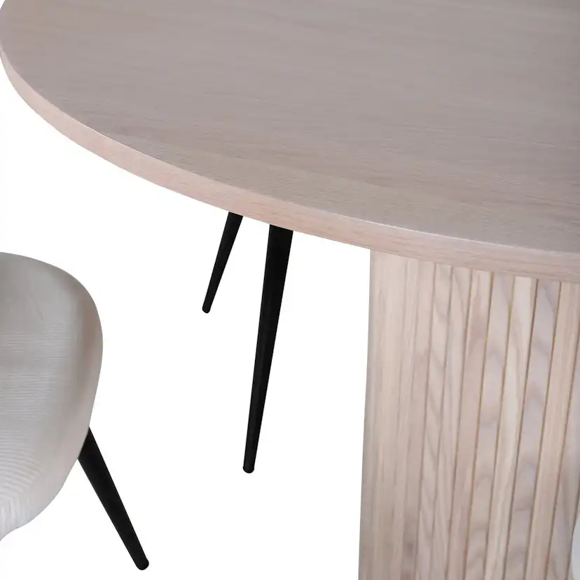 Matgrupp Venture Home Bianca Rund Benvit med 4 Valentina Stolar