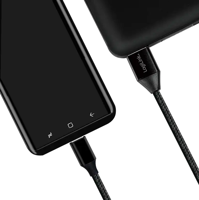 USB-C Ladd/synk-kabel LogiLink USB 2.0 15W 0,3 m Textil