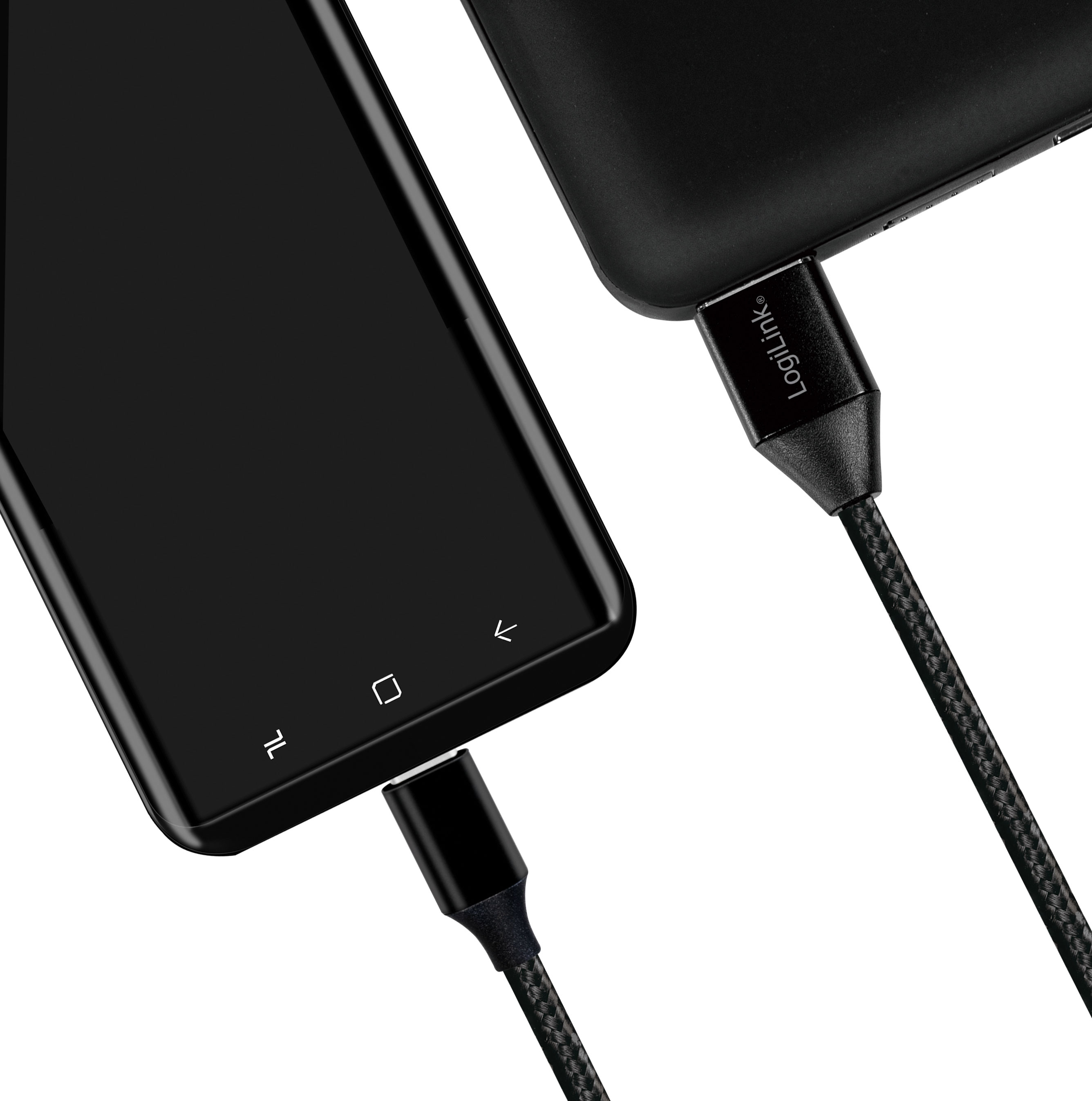 USB-C Ladd/synk-kabel LogiLink USB 2.0 15W 0,3 m Textil