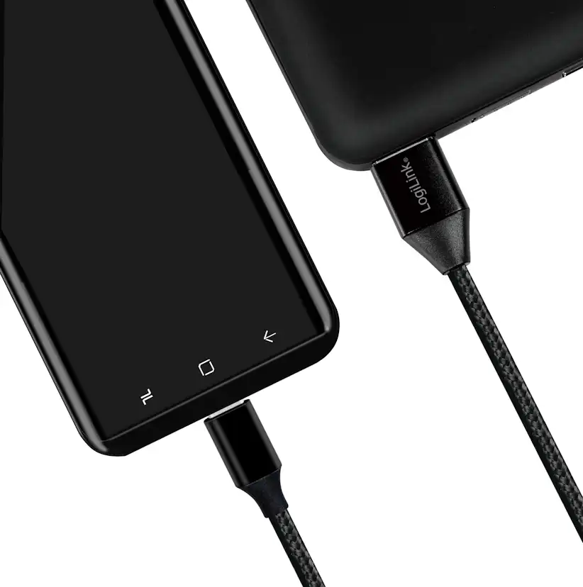 USB-C Ladd/synk-kabel LogiLink USB 2.0 15W 0,3 m Textil