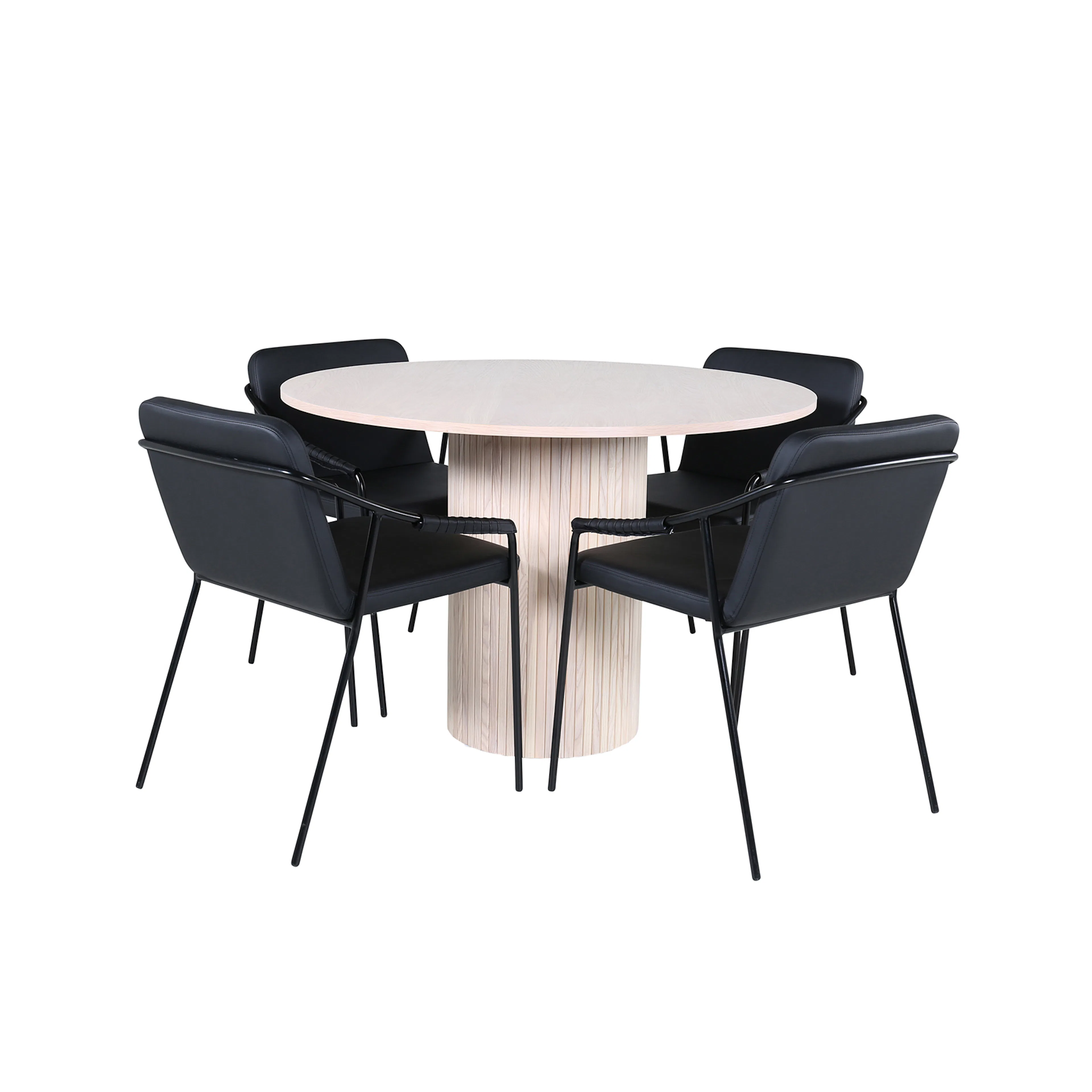 Matgrupp Venture Home med Runt Bianca Matbord och 4 Tjärö Matstolar