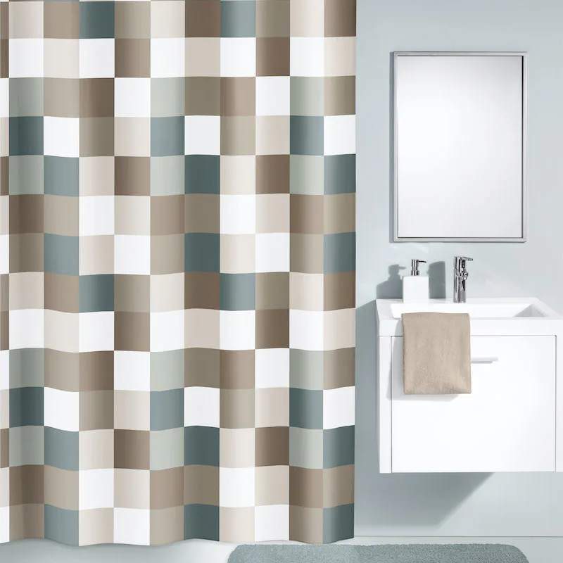 Duschdraperi Kleine Wolke Check Taupe