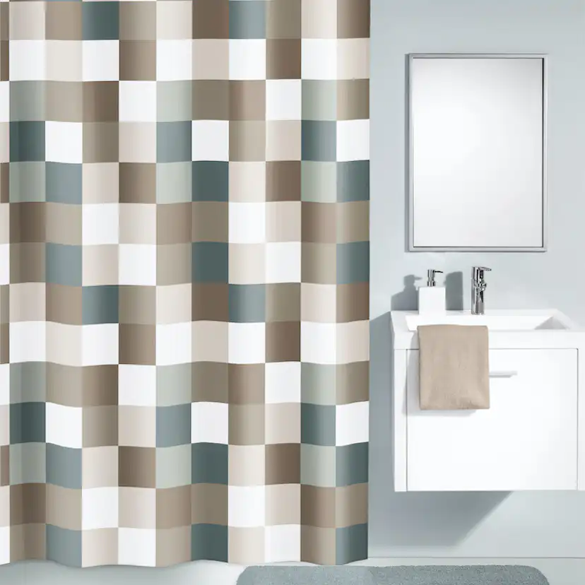 Duschdraperi Check taupe 180x200 cm Taupe