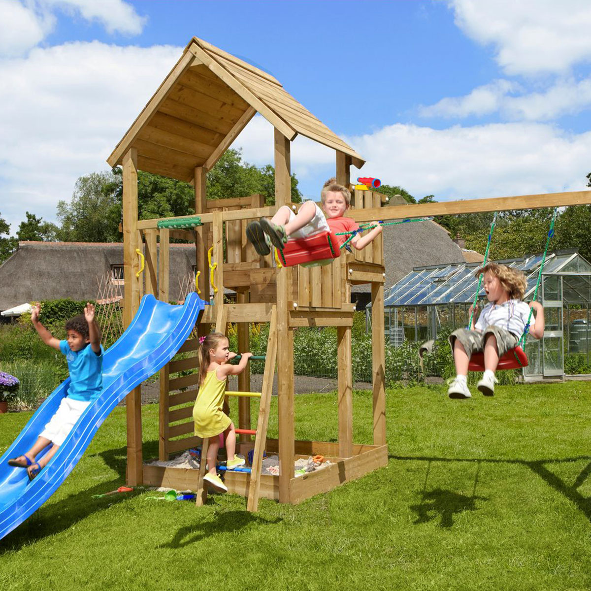 Lektorn Jungle Gym Palace 2.1 Swing Modul 220 Blå Rutschkana & Sand