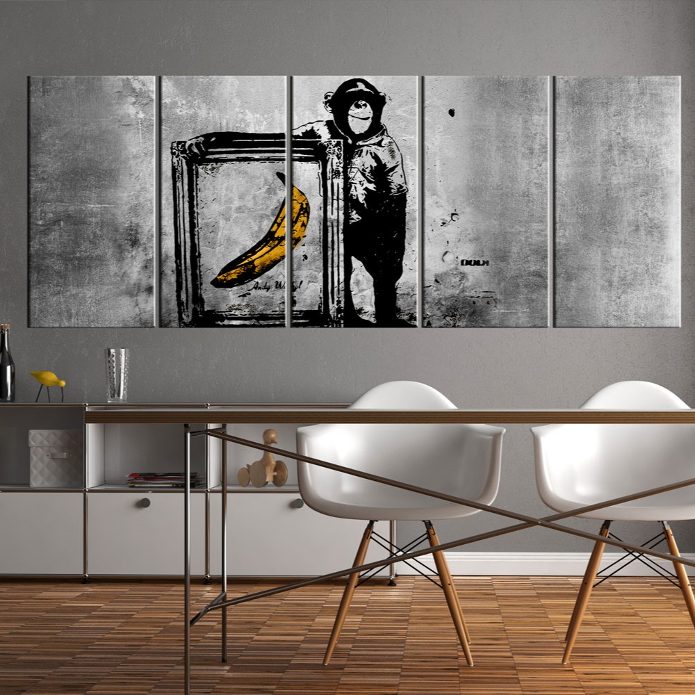 Tavla - Banksy Monkey with Frame 200x80 200x80 cm