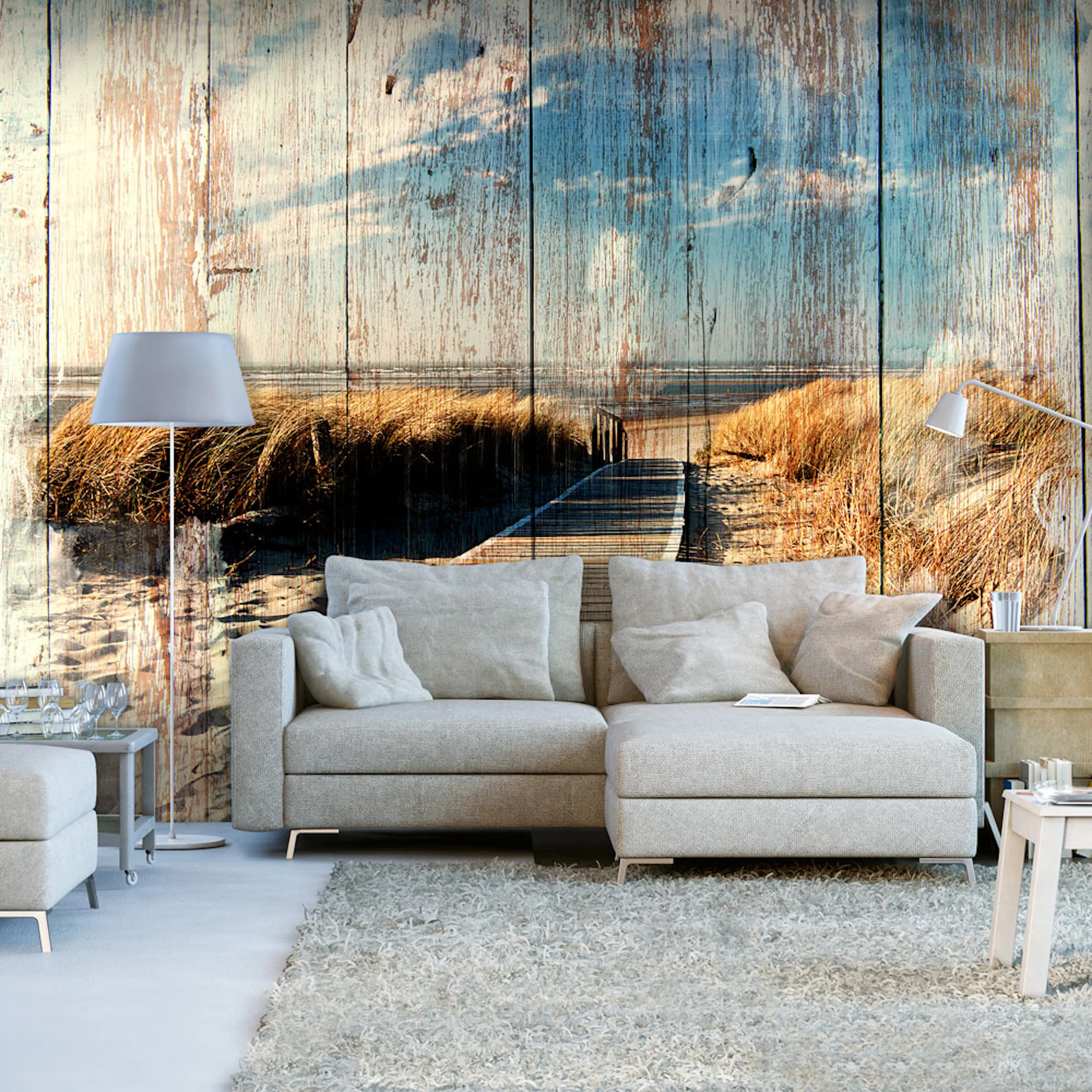 Fototapet Arkiio Självhäftande Wooden Beach