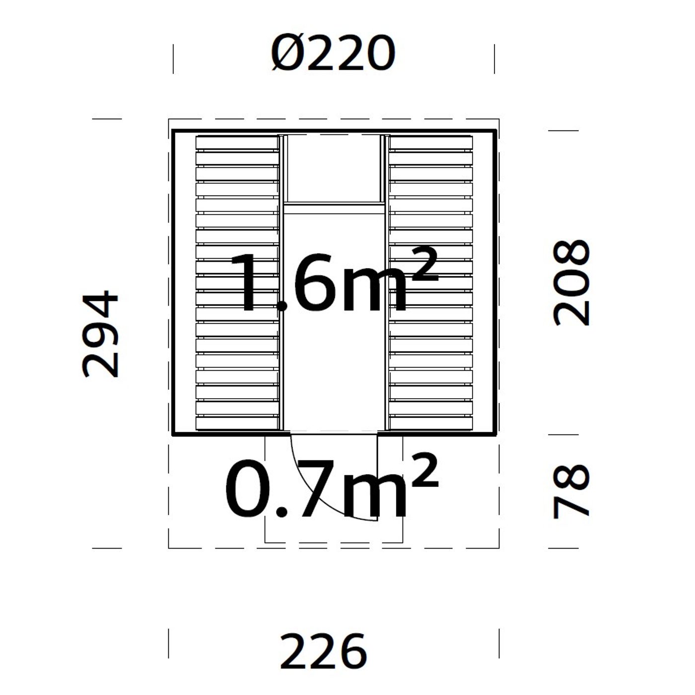 Bastutunna Palmako Anita 6,4 m² Byggsats i Trä